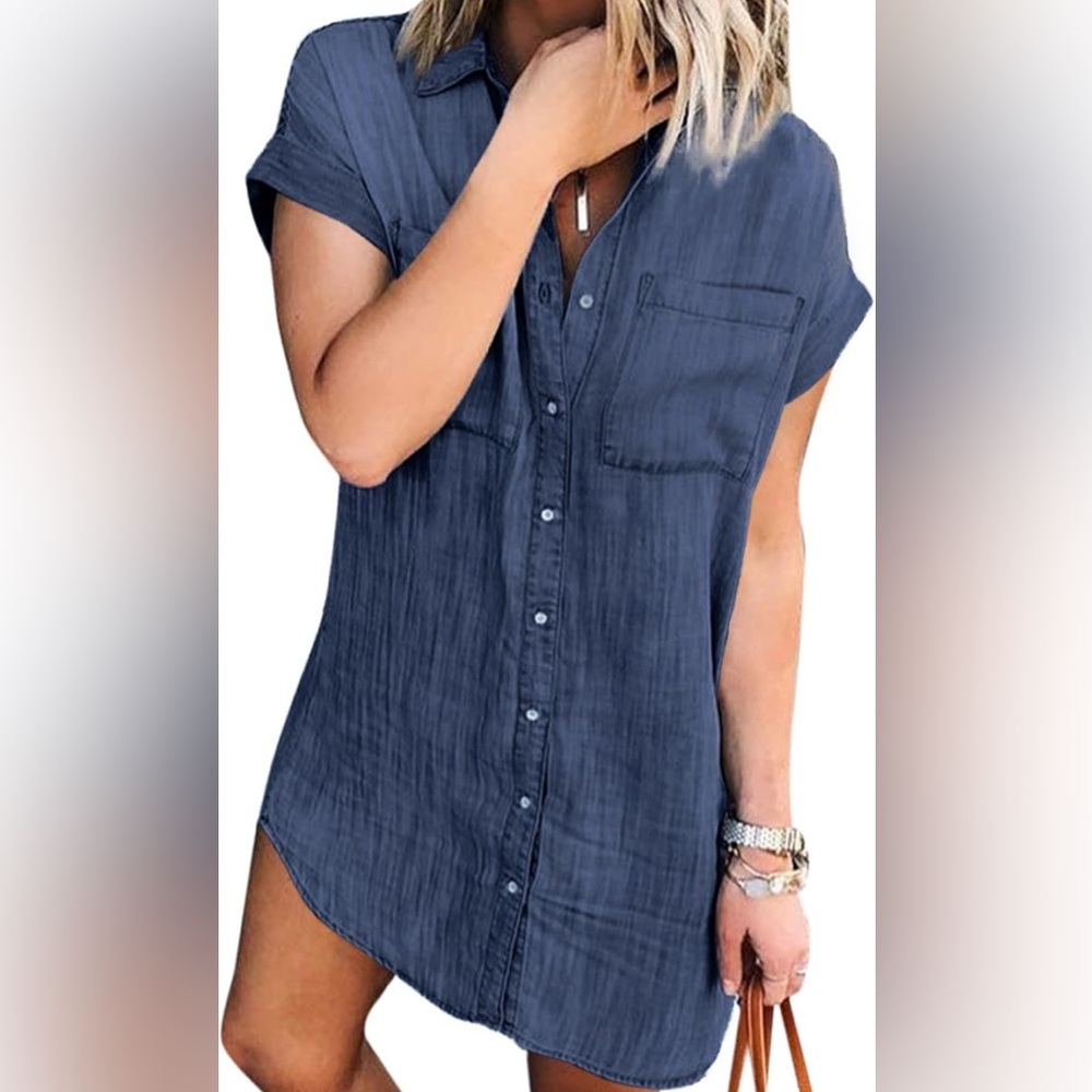 Women's Blue Button-Up Denim Mini-Dress